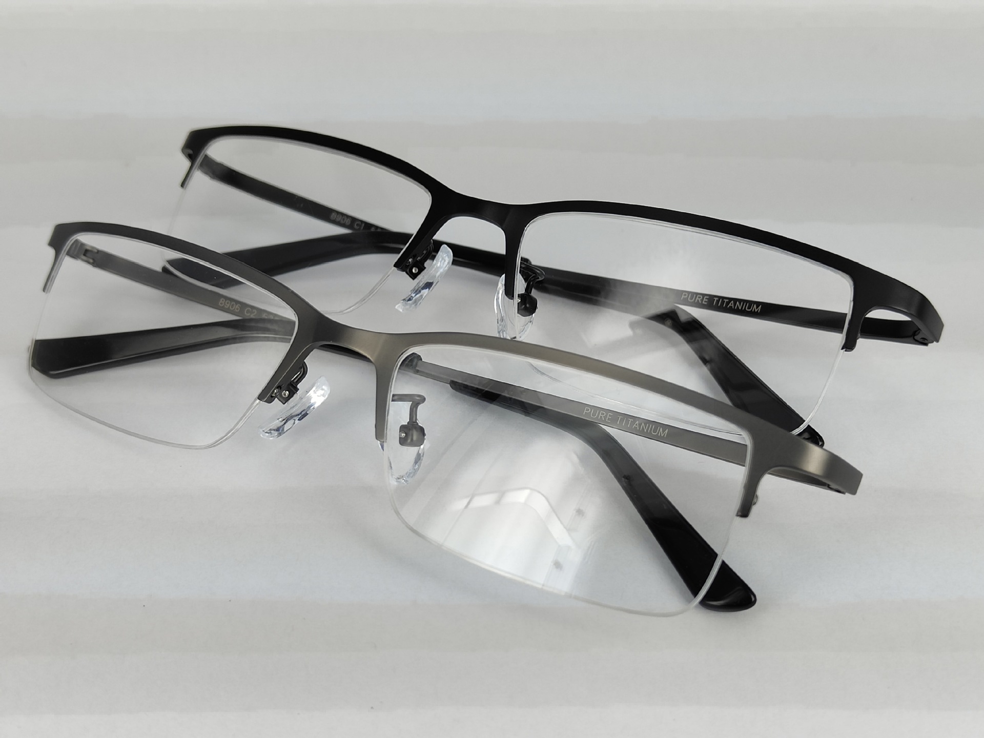 眼镜框男 商务半框镜架男纯钛眼镜架配光眼镜架 近视眼镜成品8906
