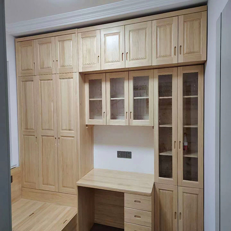 w6实木松木全屋定 制整体衣柜新西兰松木家具实木松木衣柜衣帽间