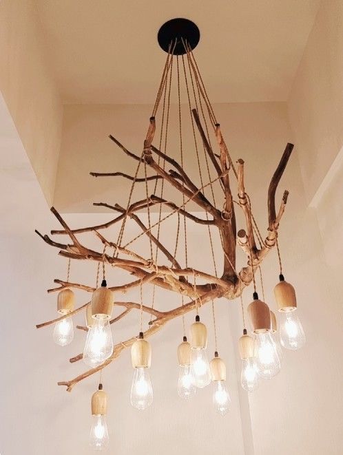 diy树枝吊灯客厅餐厅茶室民宿服装店天女散花多头北欧木艺灯