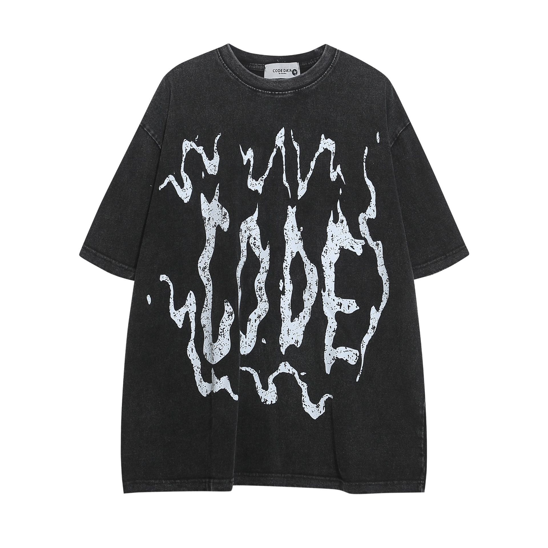 国潮cityboy做旧水洗英文短袖t恤男女美式vibe风宽松百搭半袖纯棉