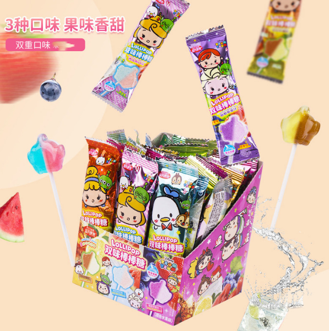 亚吉藤家216g双味棒棒糖27支独立小包装糖果收银台零食儿童解馋批