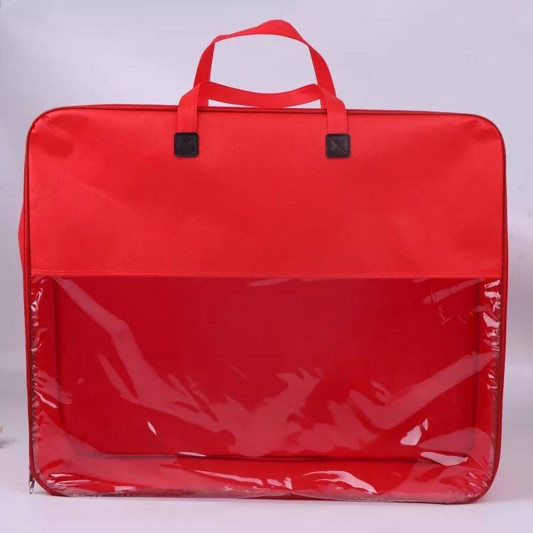 红色结婚喜被毛毯被子棉被收纳袋衣物整理防尘透明手提包装袋安