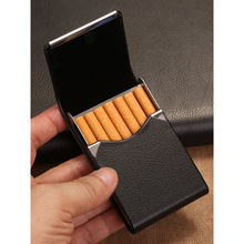创意男士烟盒7支10支20装不锈金属贴皮经典翻盖粗烟夹简约时尚