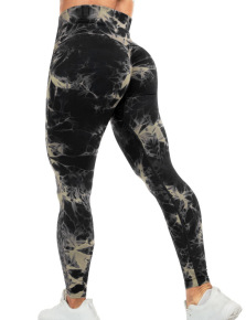 Cross-Border Seamless Peach Yoga Tight Trousers Women's Tie-Dyed Tie-Wrap Printed High Waist Hip Lift Sports Running Fitness Pants