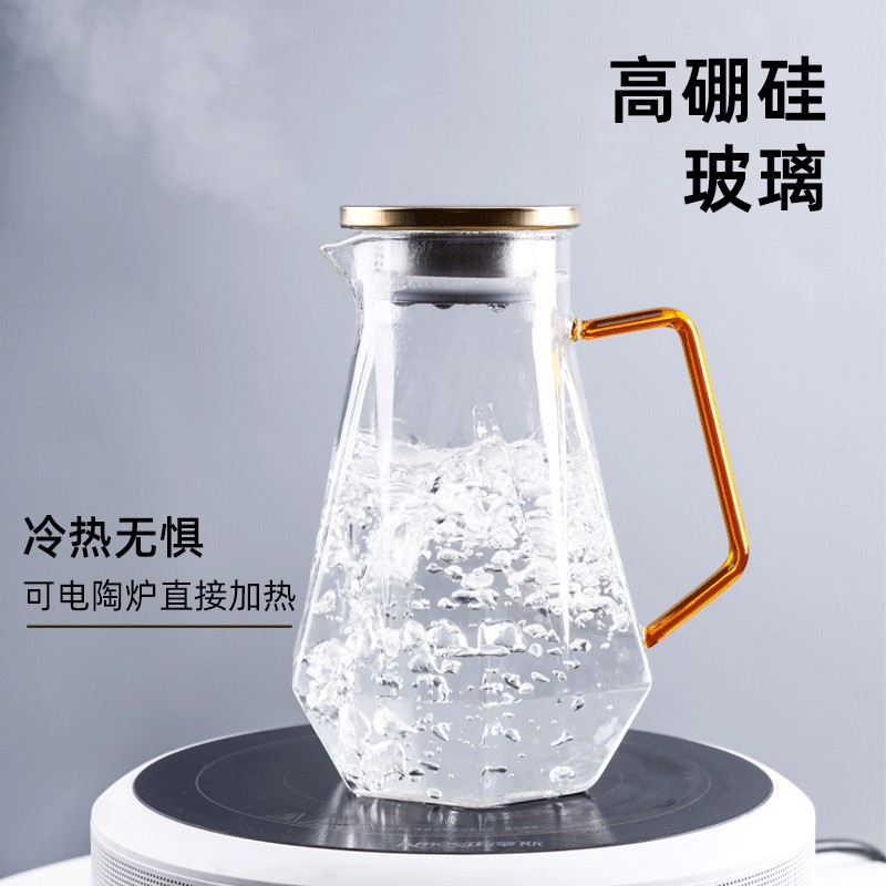 European Ins Cold Water Bottle Simple Transparent and Creative Cool Water Pot Household Cool Tea Teapot Glass High Temperature Large Capacity Cup