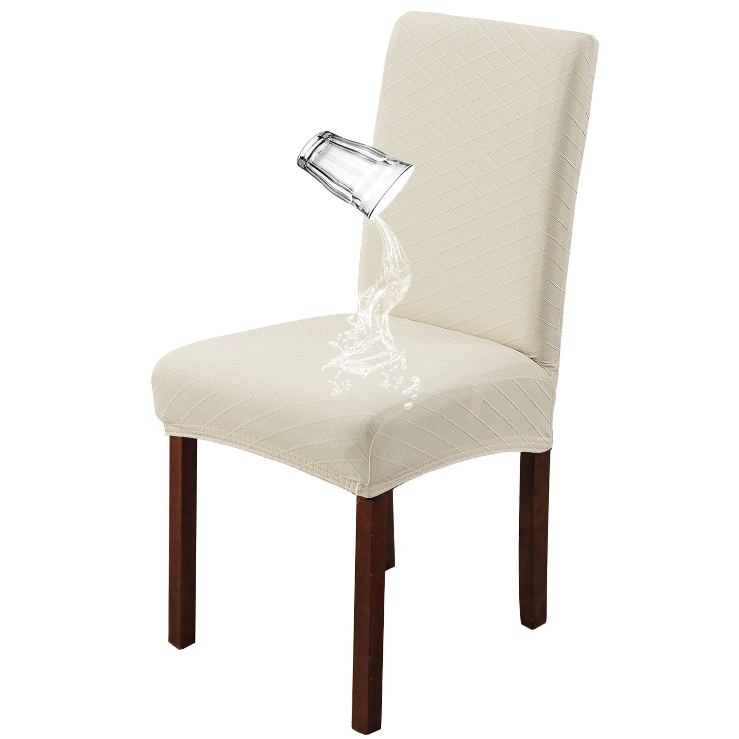 [Elxi] Rhombus Jacquard Waterproof Chair Cover Four Seasons Universal Chair Cover Hotel Restaurant Dining Chair Cover