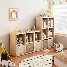 实木书架置物架简易落地收纳柜自由组合格子柜玩具矮柜客厅电视柜