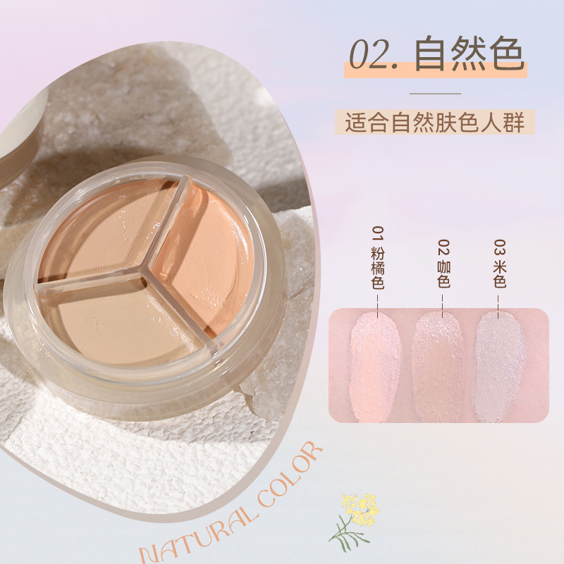 Novo Three Colors Concealer Long-Lasting Moisturizing Concealer Dark Circles Acne Marks Brightening Repair Tear Groove Concealer Plate Authentic