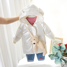 女童棉服冬装2021新款洋气中长款手塞棉加厚棉袄外套女孩小熊棉衣