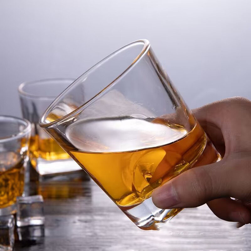 指印威士忌酒杯家用欧式水晶玻璃洋酒杯创意双凹指甲杯啤酒杯酒吧