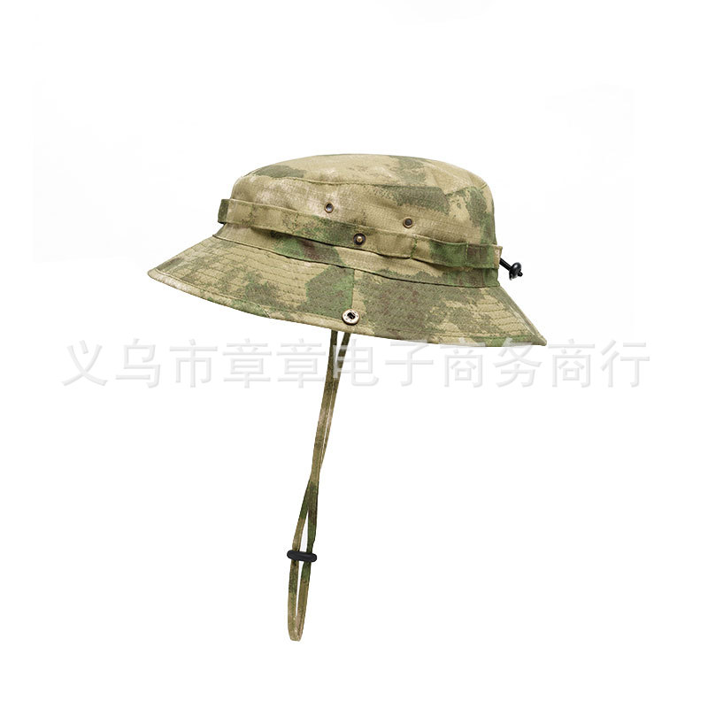 Cross-Border Supply Outdoor Camouflage Bucket Hat Summer Sun Hat Bucket Hat Men's Alpine Cap Fishing Hat in Stock