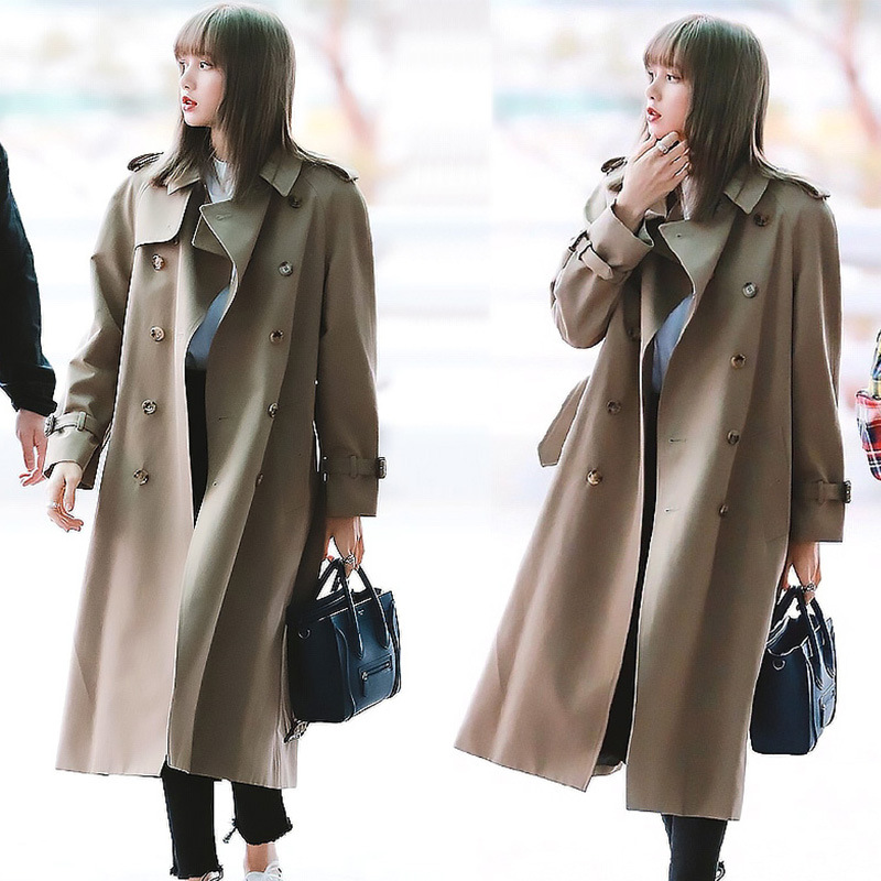 lisa明星同款风衣女秋季2022年新款韩版宽松显瘦气质长款过膝外套