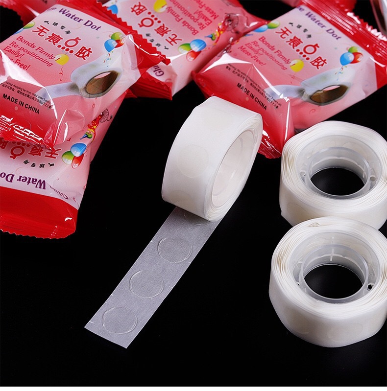 Wholesale Wedding Birthday Party Decoration Supplies Seamless Balloon Transparent Tape Point Stickers Double-Sided Adhesive Grain Roll Pack Roundots