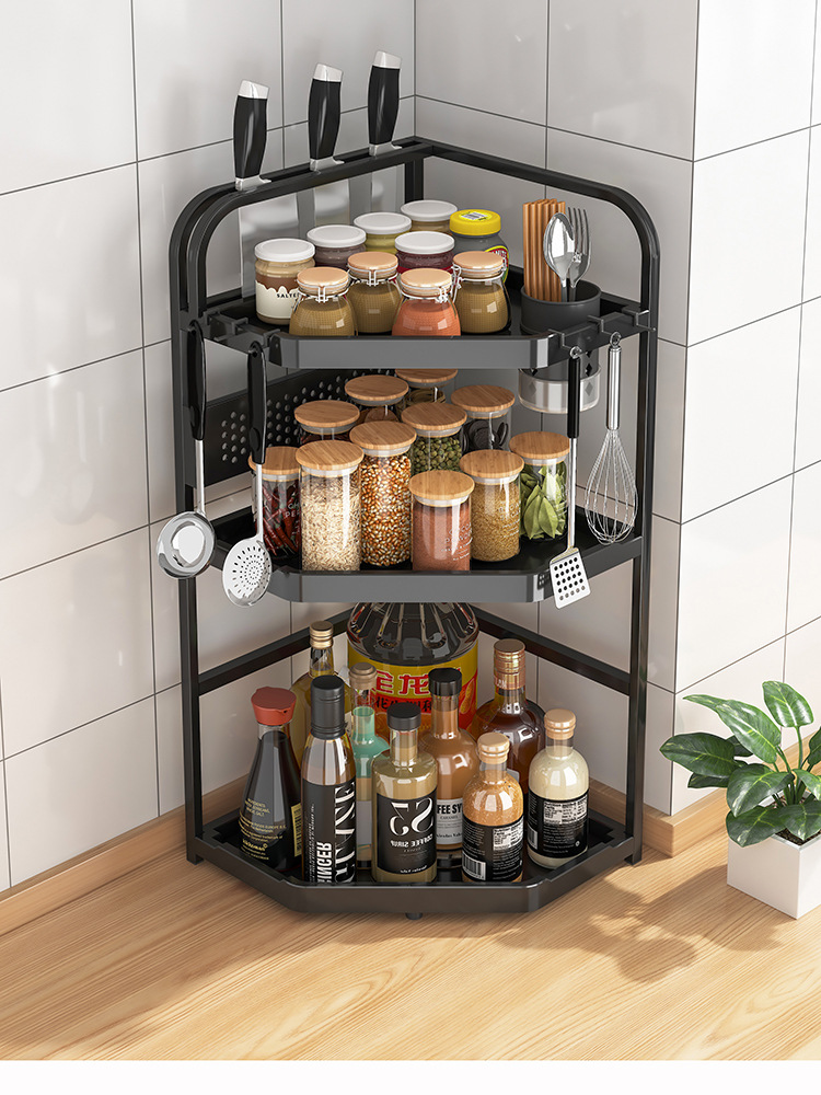 厨房三角置物架台面墙角调料架家用转角刀架调味品油盐酱醋收纳架