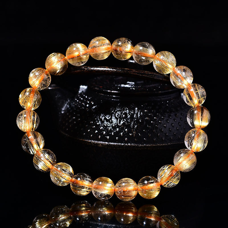 金发晶手链女 巴西黄水晶石金钛晶黄发晶手串男士水晶转运珠-阿里巴巴