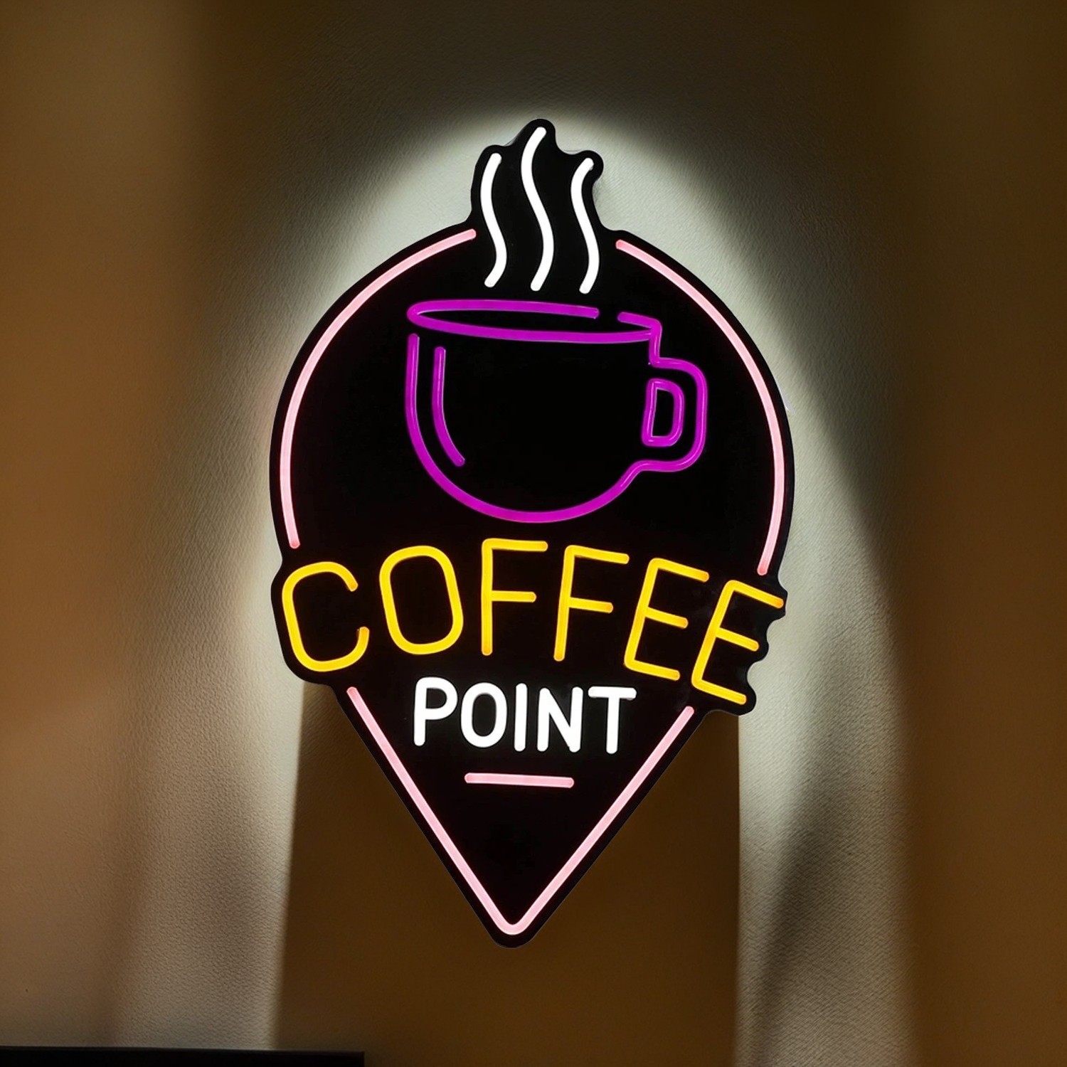 跨境新品黑色底板led霓虹灯咖啡店coffee装饰发光字母招牌营业灯