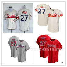 los angeles angels 洛杉矶天使队球衣 27号 trout 男刺绣棒球服