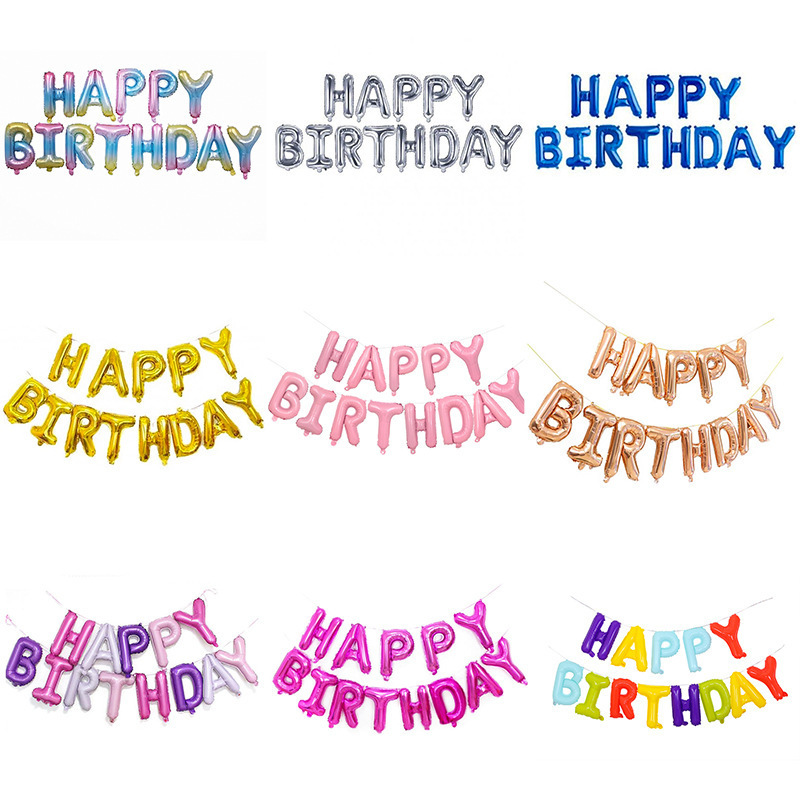 16-Inch Imitation Beautiful Happy Birthday Balloon Set Happy Birthday Hanging Aluminum Film Letter Package