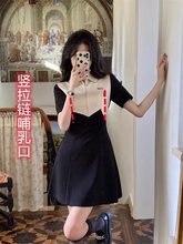 夏季哺乳衣外出辣妈款时尚产后喂奶衣服收腰显瘦设计感哺乳连衣裙