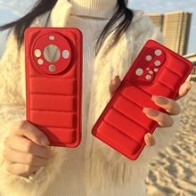 新年红色适用华为mate60pro手机壳横线羽绒服Mate50/40防摔保护套