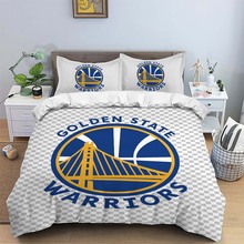 金州勇士队床上用品三件套亚马逊篮球队标卧室家纺套件被套枕套S4