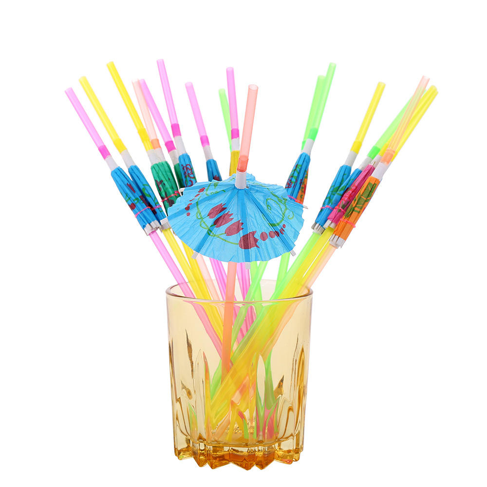 Factory in Stock Wholesale Disposable Paper Umbrella Straw Creative Three-Dimensional Honeycomb Fruit Shaped Straw Decoration