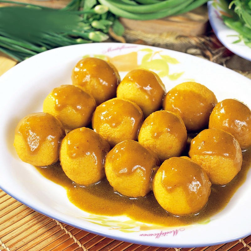 黄金炸鱼蛋速冻鱼丸便利店咖喱鱼蛋火锅关东煮海鲜鱼丸子500克