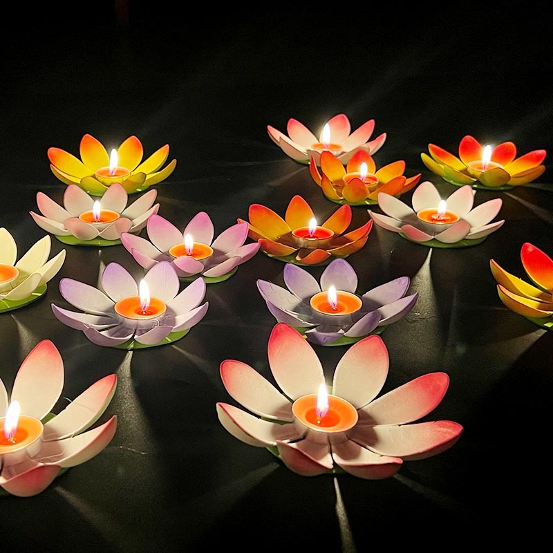 许愿灯荷花灯中秋节河灯莲花灯孔明灯供佛灯水灯含蜡烛12cm至28cm