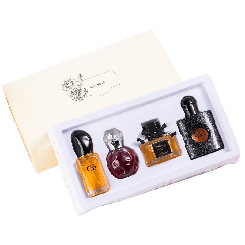 Tiktok Flower Story Perfume Women's Gift Set Long-Lasting Light Perfume Black Opium Perfume Four-Piece Set Wholesale