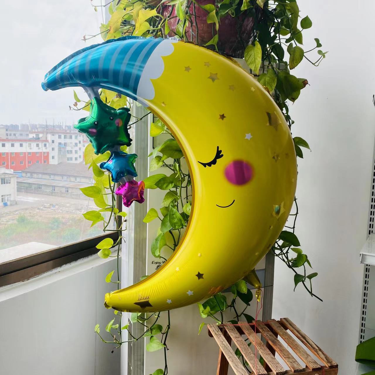 南昌迪迪玩具月亮气球铝膜新款五角星月亮飘空儿童气球批发