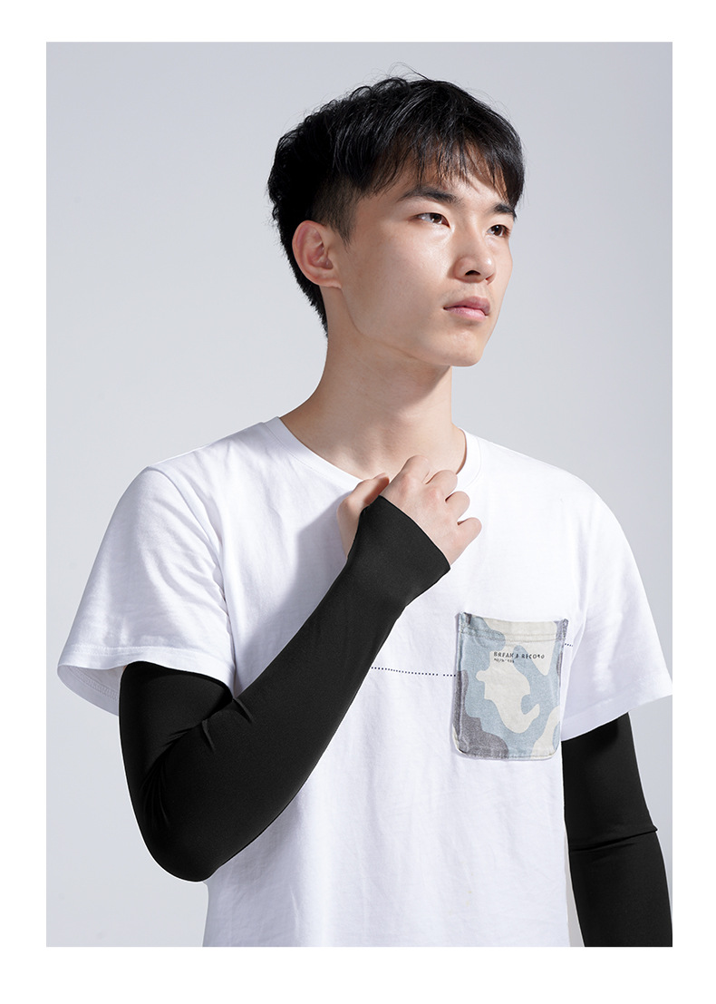 青龙林软装备骑行防晒冰丝袖批发 户外包指套袖弹力无痕防勒袖套