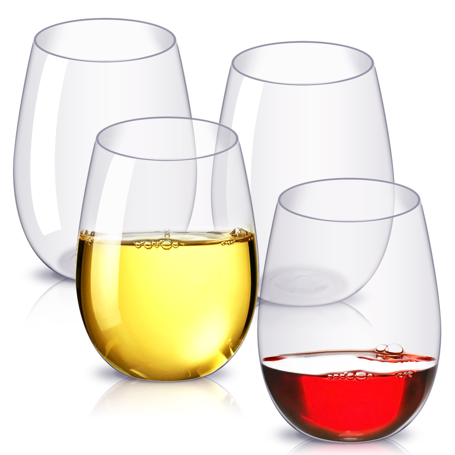 创意Tritan威士忌杯子现货 塑料葡萄酒杯4个装红酒杯套装