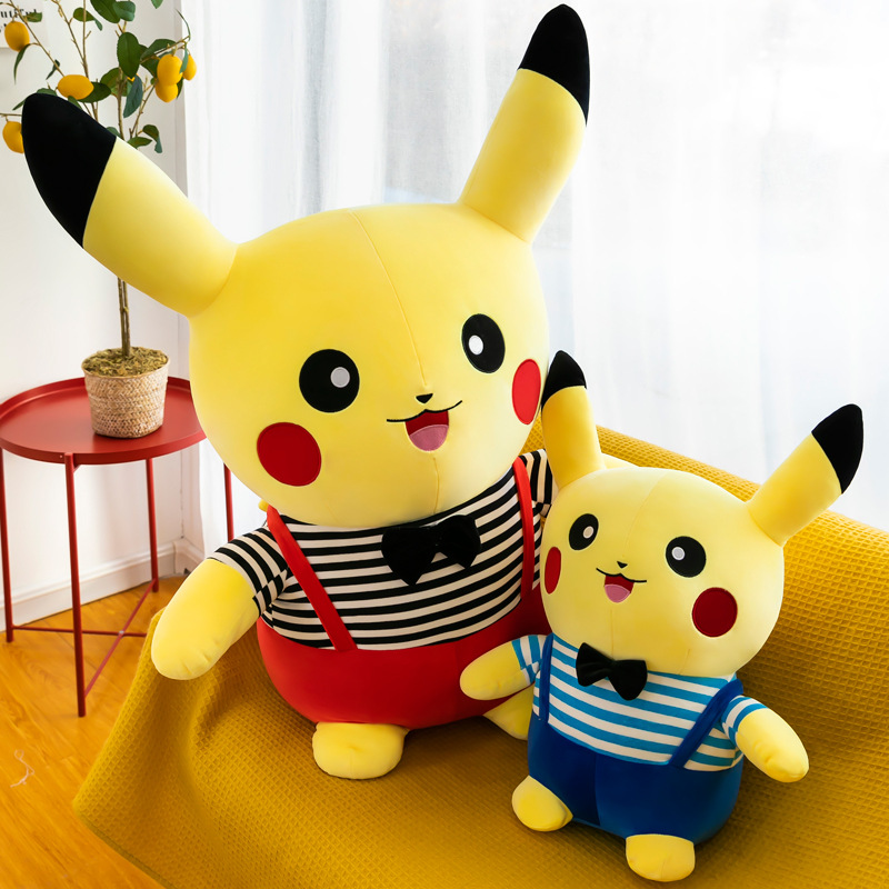 New Soft Couple Strap Pikachu Plush Toy Doll Cute Cartoon Doll Children's Birthday Gifts