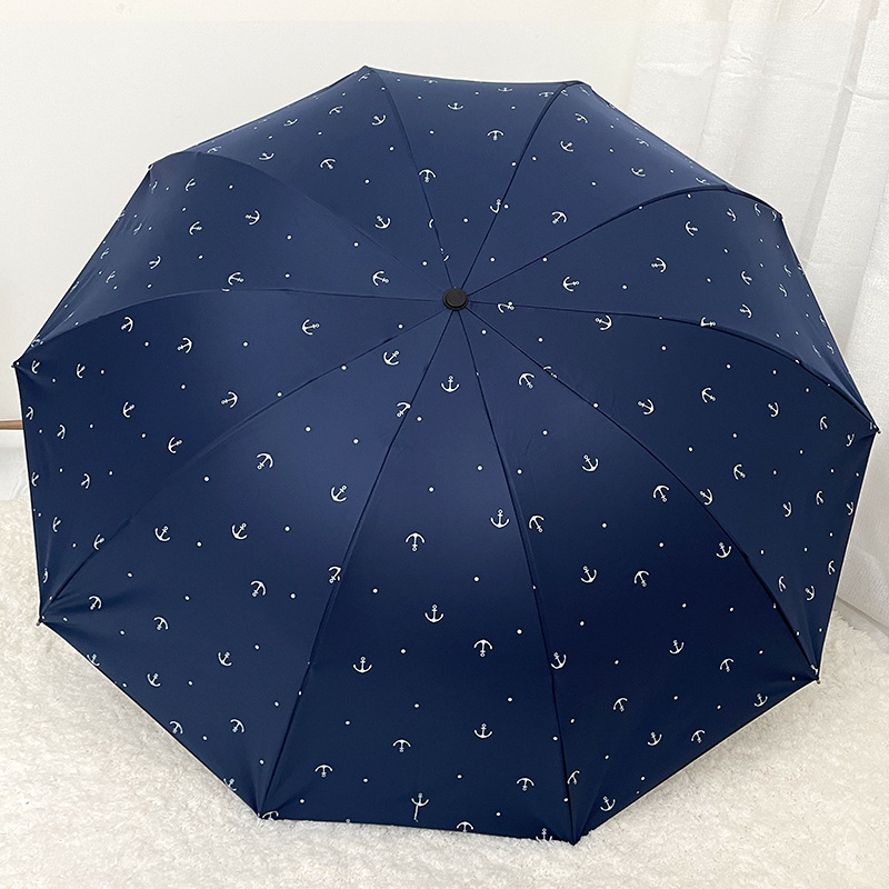 New 10 Bone Vinyl Sun Protective Sunshade Triple Folding Umbrella Manual Rain Or Shine Dual-Use Umbrella Gift Umbrella Wholesale Sun Umbrella