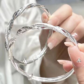 正品莫比乌斯环银手镯女足银999足银实心镯子年轻款送女朋友生日