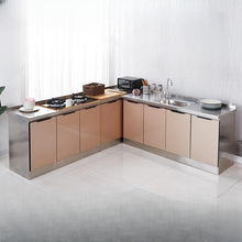 不锈钢厨房橱柜组合柜简易灶台柜橱柜带洗菜盆一体柜子家用储物柜