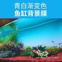 鱼缸背景纸画草缸壁纸造景装饰水族缸底贴纸自粘蓝白青渐变可批发