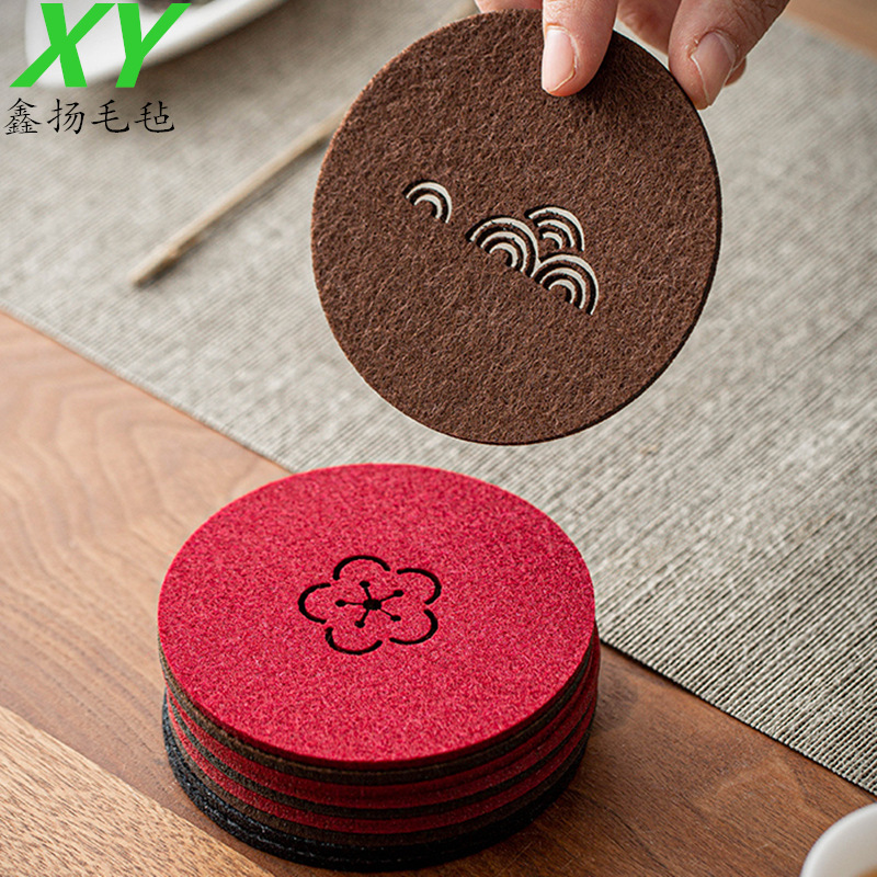 羊毛毡杯垫隔热餐垫茶杯垫支持定做各尺寸各类型各颜色印彩色logo