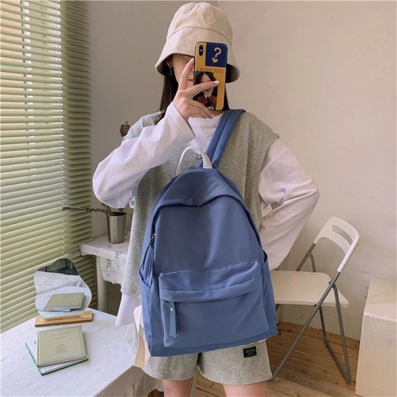 Factory Wholesale Ins Style Solid Color Schoolbag Female College Student Korean Style Canvas Minimalism Japanese Large Capacity Backpack
