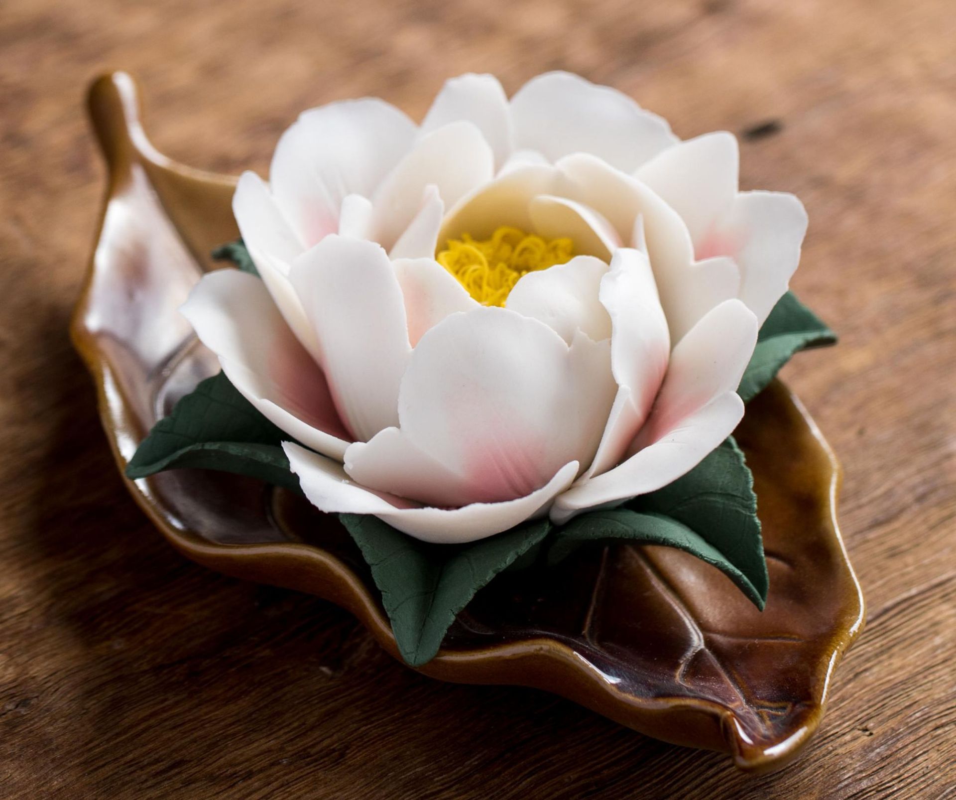 莲花荷花牡丹花香插禅意陶瓷纯手工装饰品茶桌摆件家用办公室礼品