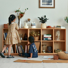 s^ws^w书架客厅落地书柜矮柜儿童格子柜组合实木收纳柜日式储物柜