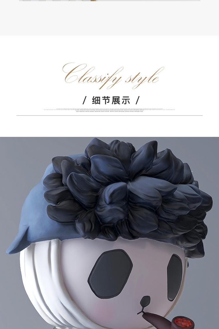 戴珍珠耳环少女摆件梵高客厅电视柜旁创意熊猫软装家居饰品工艺品