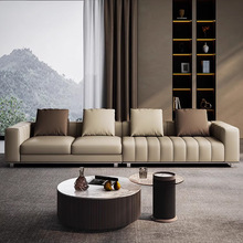 意式极简头层牛皮沙发钢琴键现代简约直排沙发客厅设计师真皮沙发