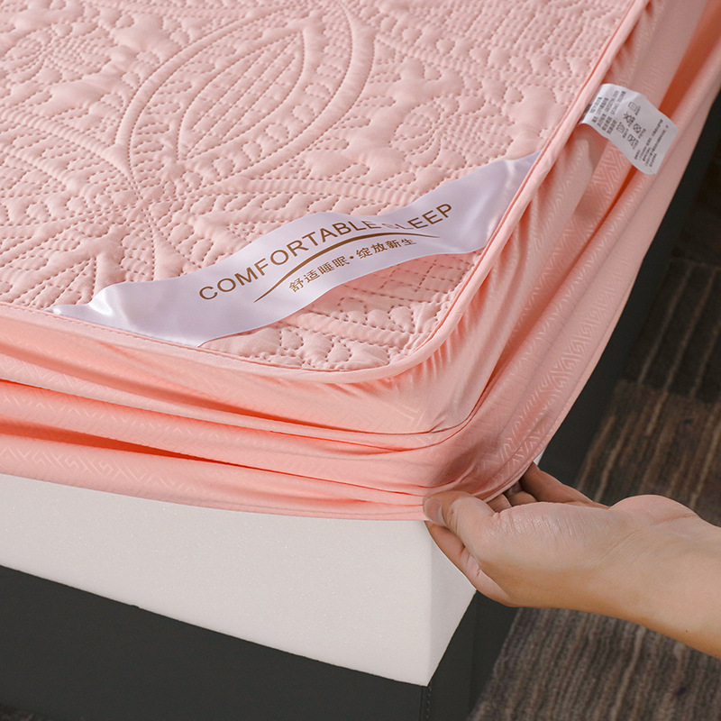 跨境隔尿床笠防水纯色席梦思床罩单件夹棉床垫防尘保护罩批发代发
