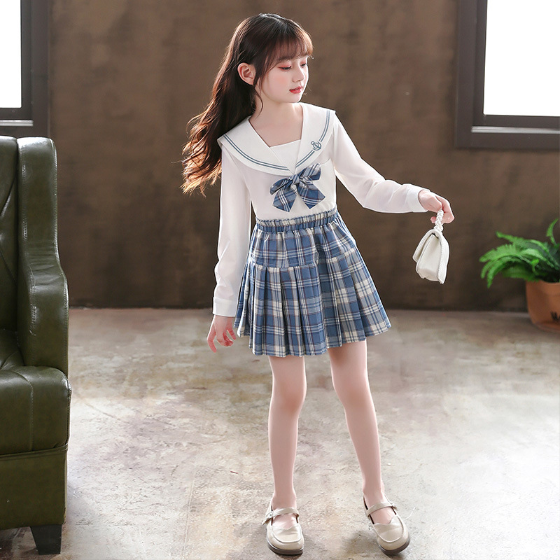 女童夏季套装洋jk小学生校服裙女装儿童日系学院风春秋百褶裙洋气