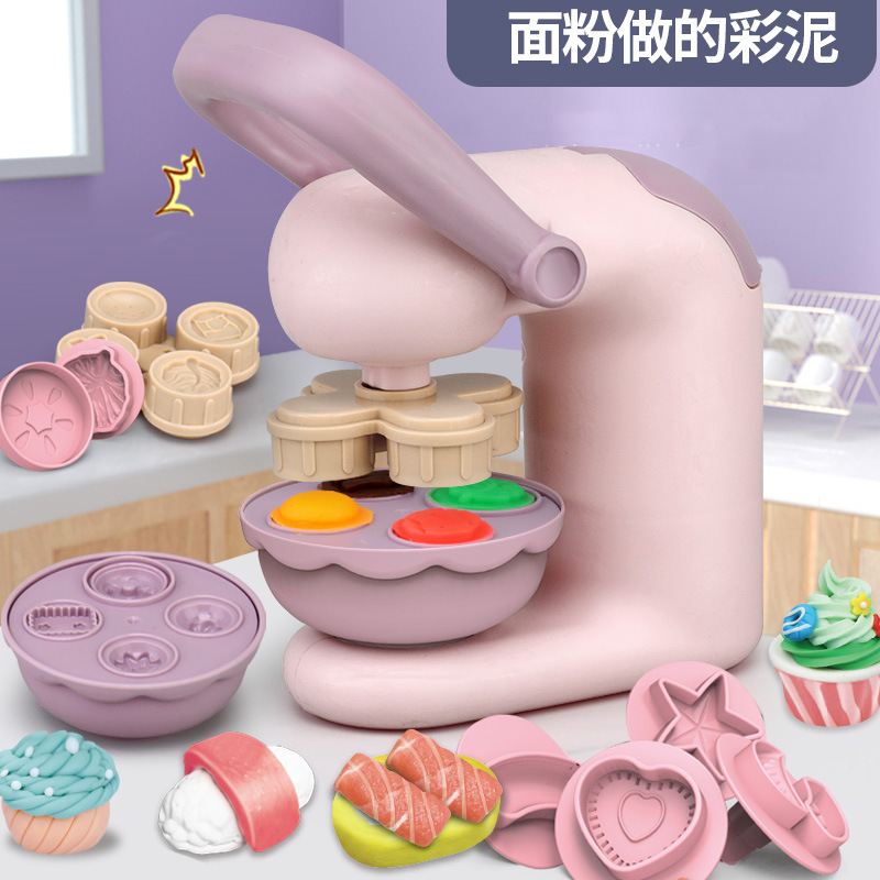 Children's Colored Clay Set Cartoon DIY Handmade Girl Puzzle Play House Ice Cream Noodle Maker Plasticine Toys