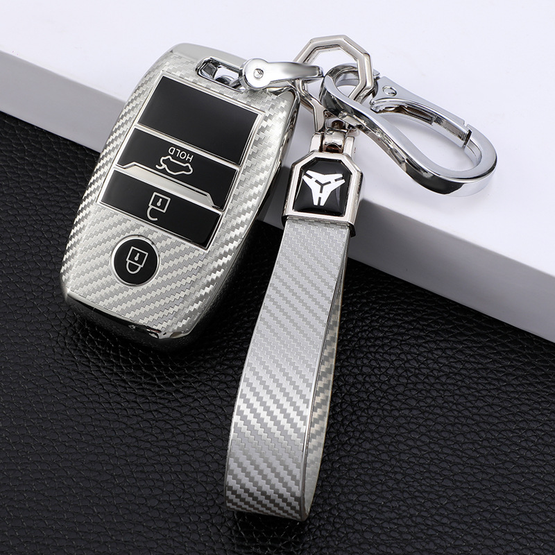 碳纤维车钥匙包适用于起亚k3k2新智跑k5智能全包汽车钥匙保护套壳