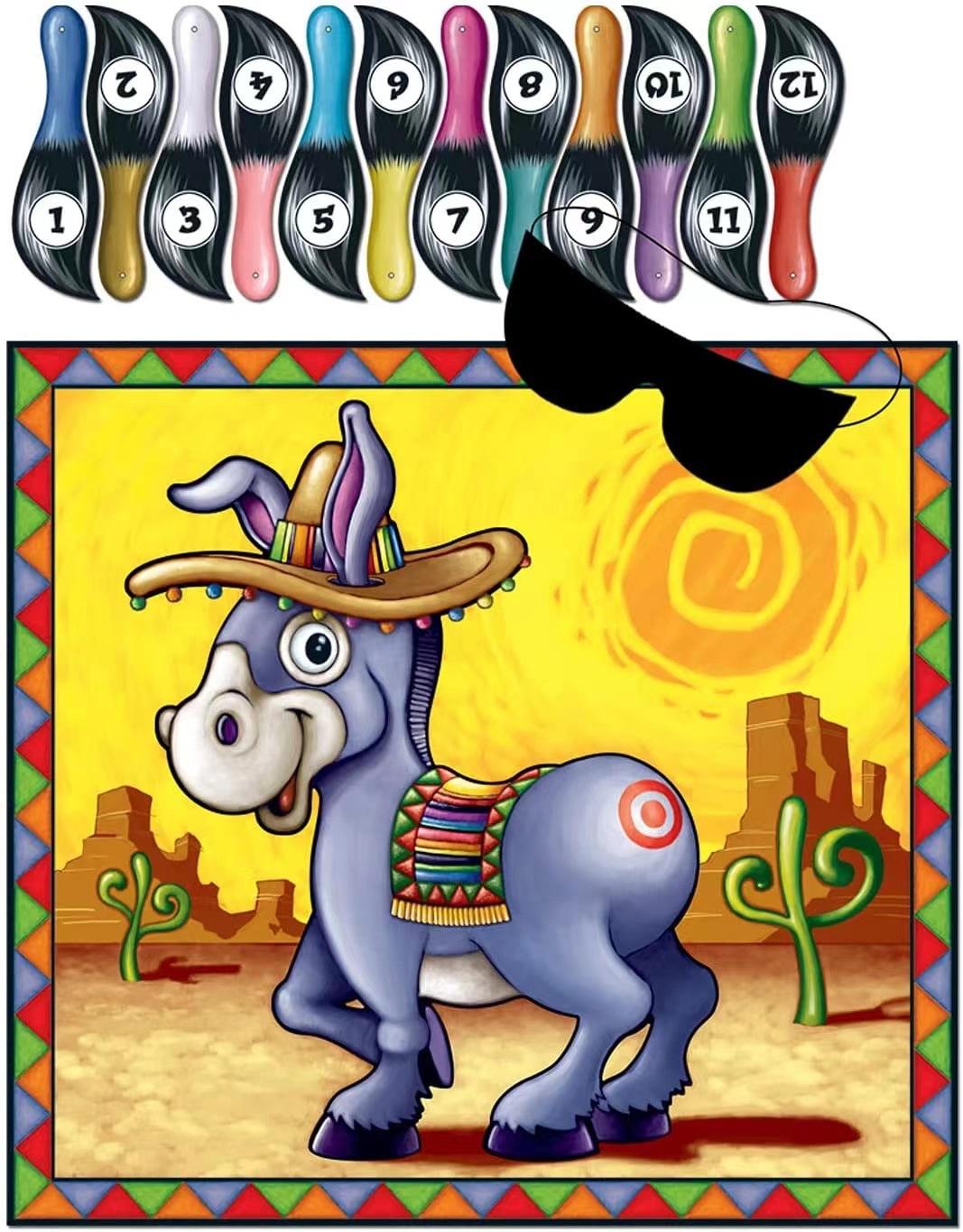 派对海报驴尾巴贴纸游戏海报