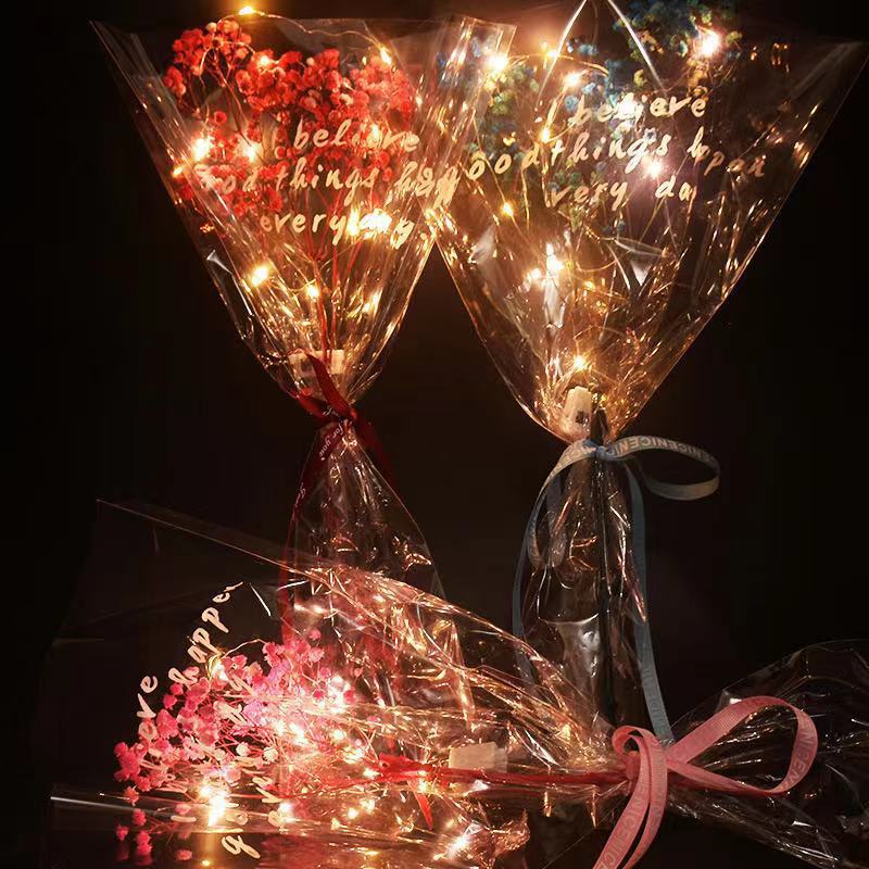 发光带灯袋装永生花满天星花束地摊夜市地推发光花束礼品抖音已火