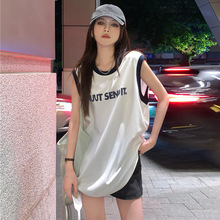 无袖T恤女款背心外穿设计感撞色坎肩夏季宽松韩版运动上衣40330